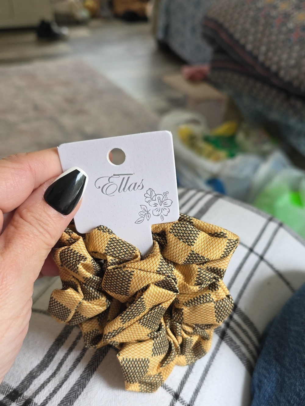Ella Yellow Plaid Scrunchie - Women's Hair Accessory 2 Pk